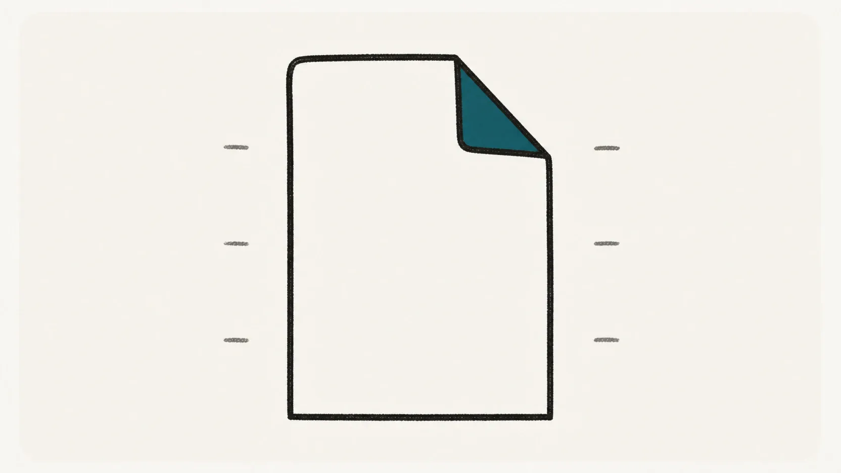 A blank paper invoice with a clipped deep-teal corner.