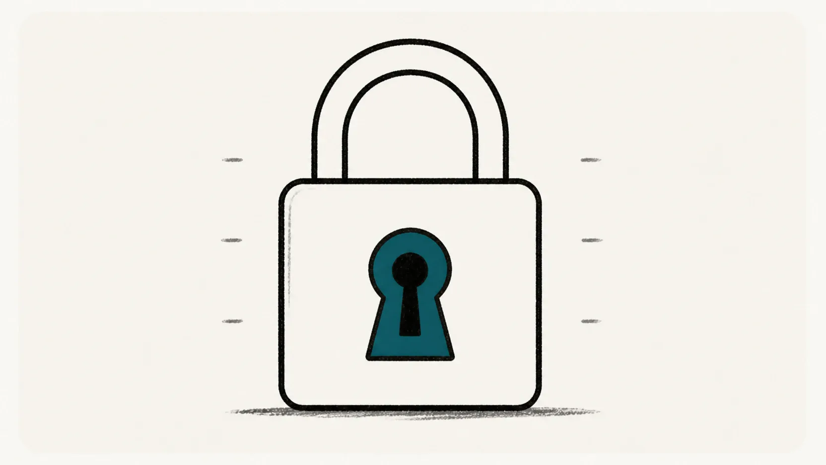 A closed padlock with a deep-teal keyhole plate.